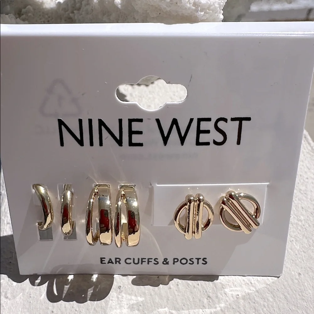 EARRINGS NWT NINE WEST  Gold Ear Cuffs and EAR Posts - Picture 3 of 4